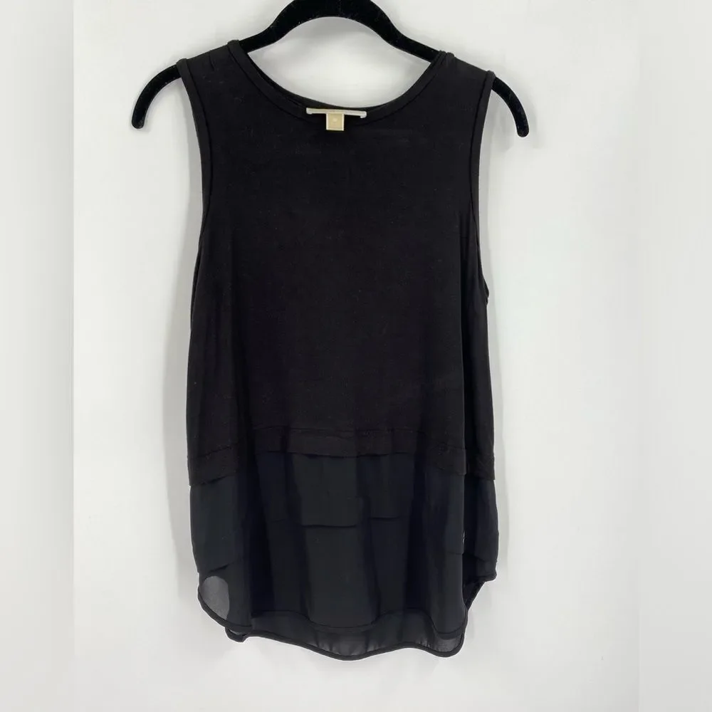 Michael Kors Black Sleeveless Layered Hem Blouse size M